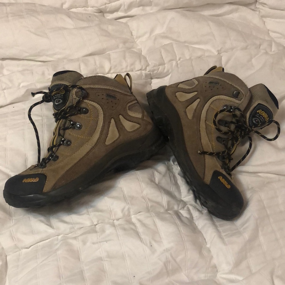 Asolo hiking boots.